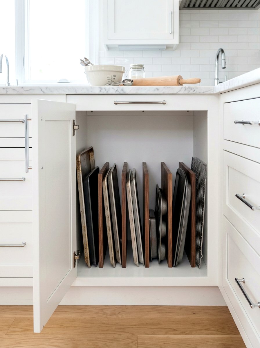 Vertical Cabinet Dividers - 30 baking sheet storage ideas
