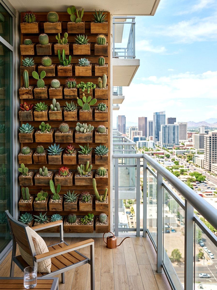 Vertical Cactus Wall - 30 cactus garden ideas