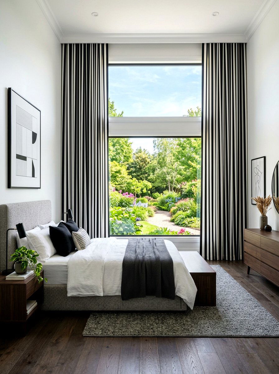 Vertical Candy Stripe Curtains - 30 candy stripe bedroom ideas
