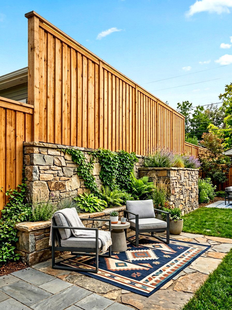 Vertical Cedar Plank Fence - 30 small yard fence ideas