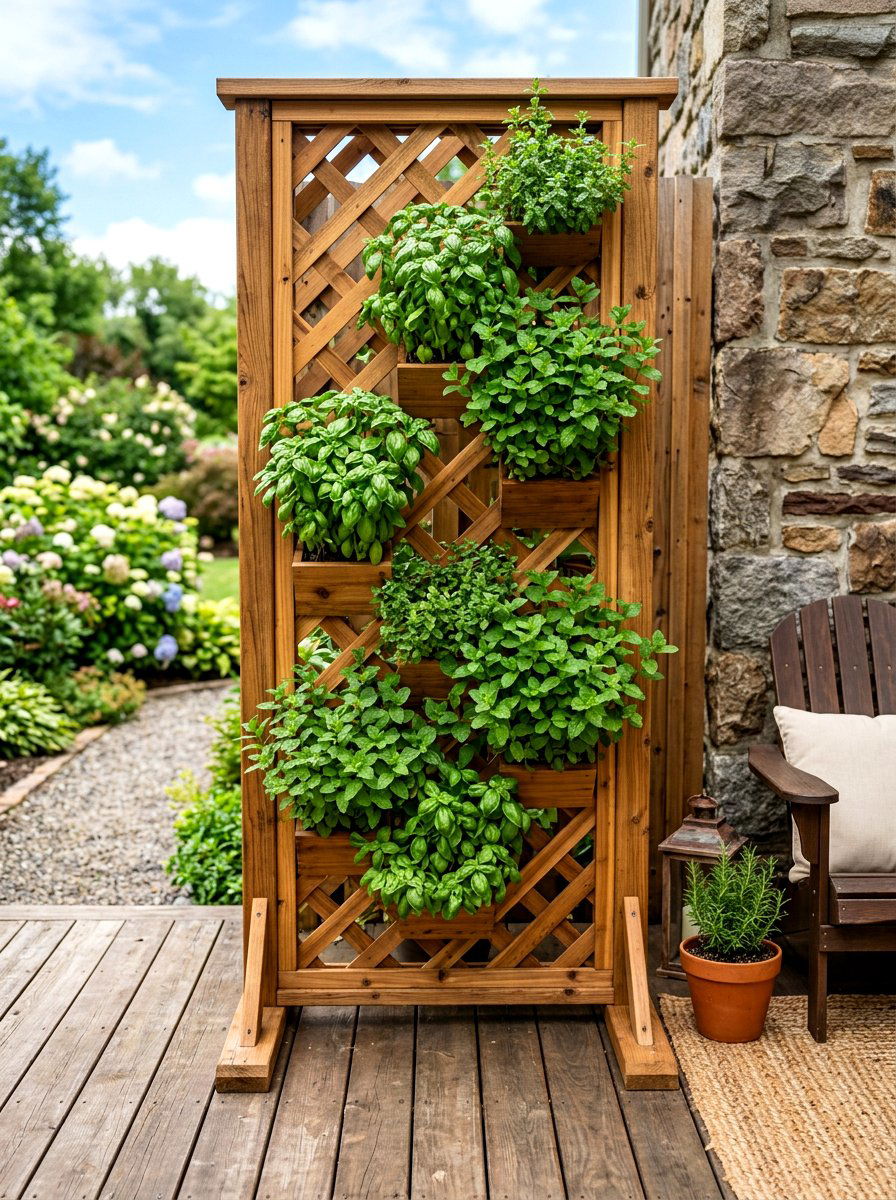 Vertical Cedar Trellis - 30 herb garden trellis ideas