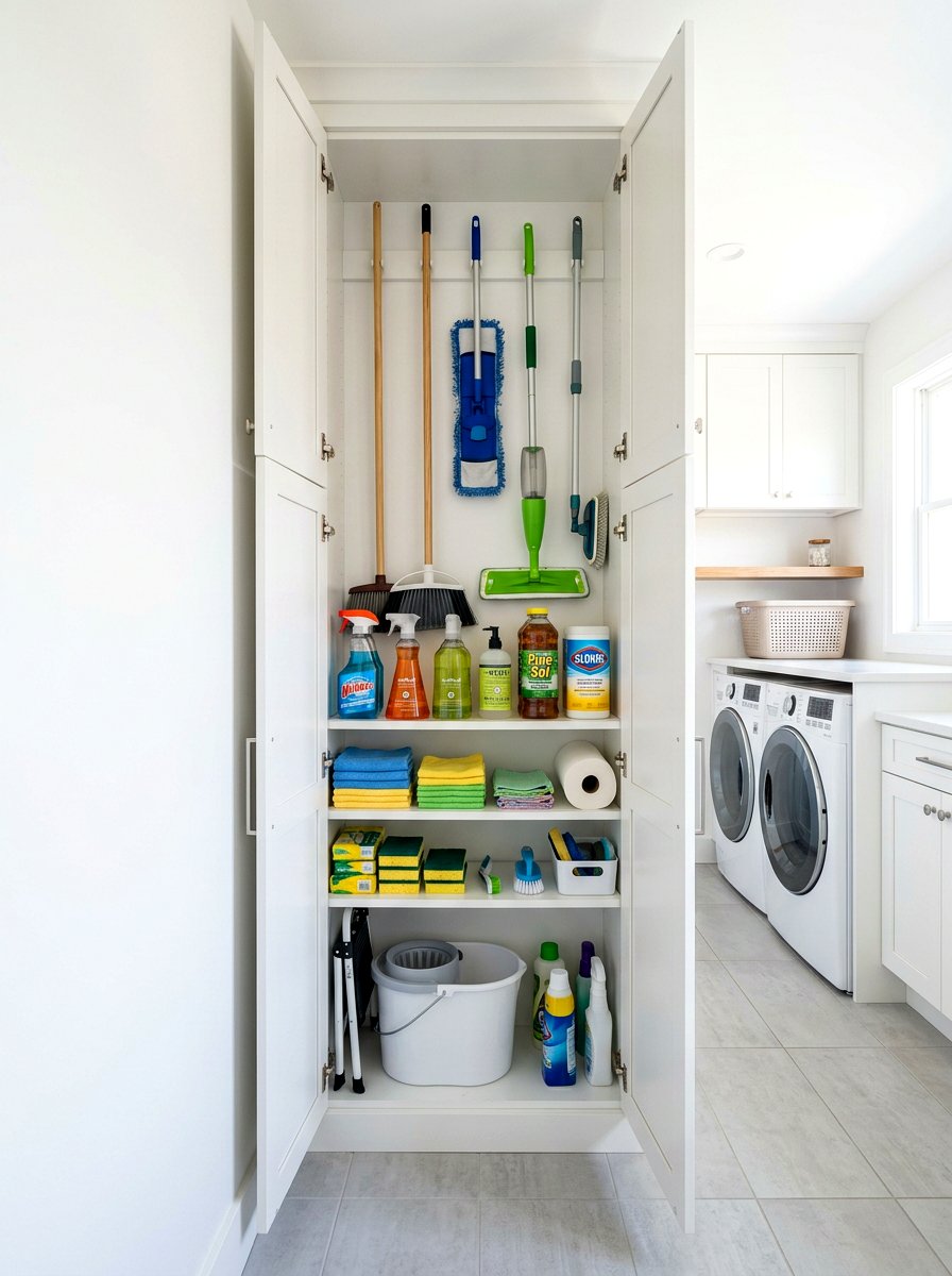 Vertical Cleaning Supply Closet - 30 small utility room ideas