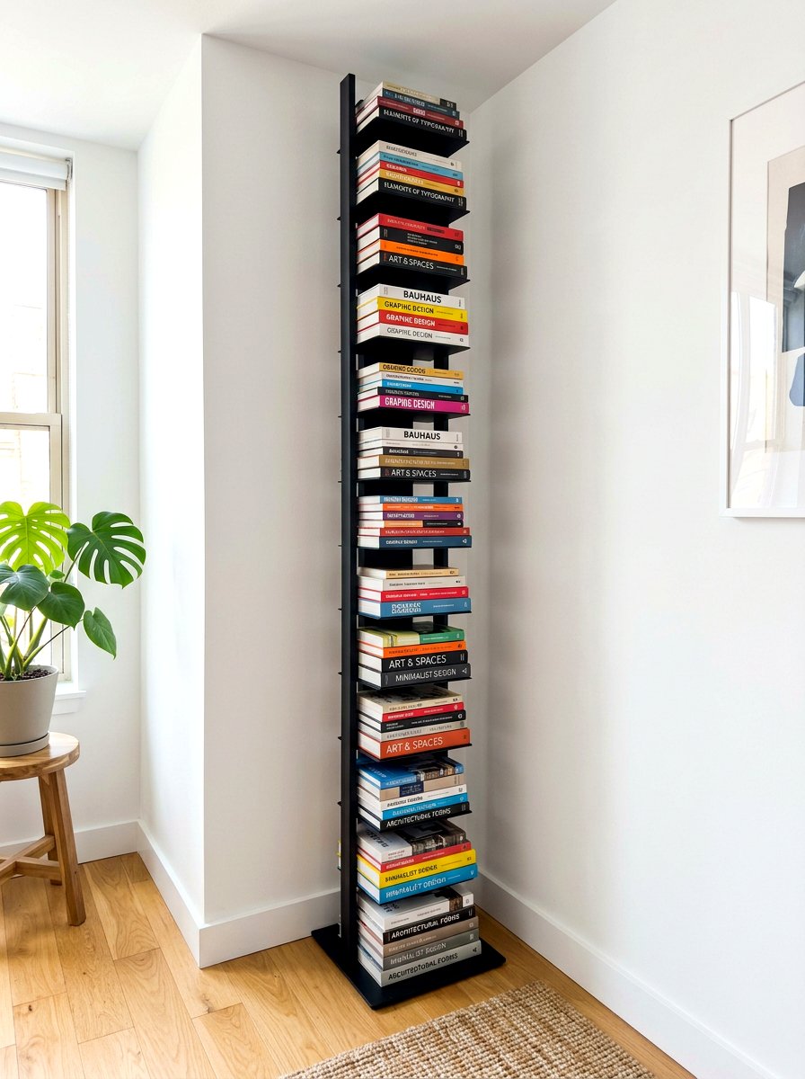 Vertical Column Shelves - 30 office backdrop shelf ideas
