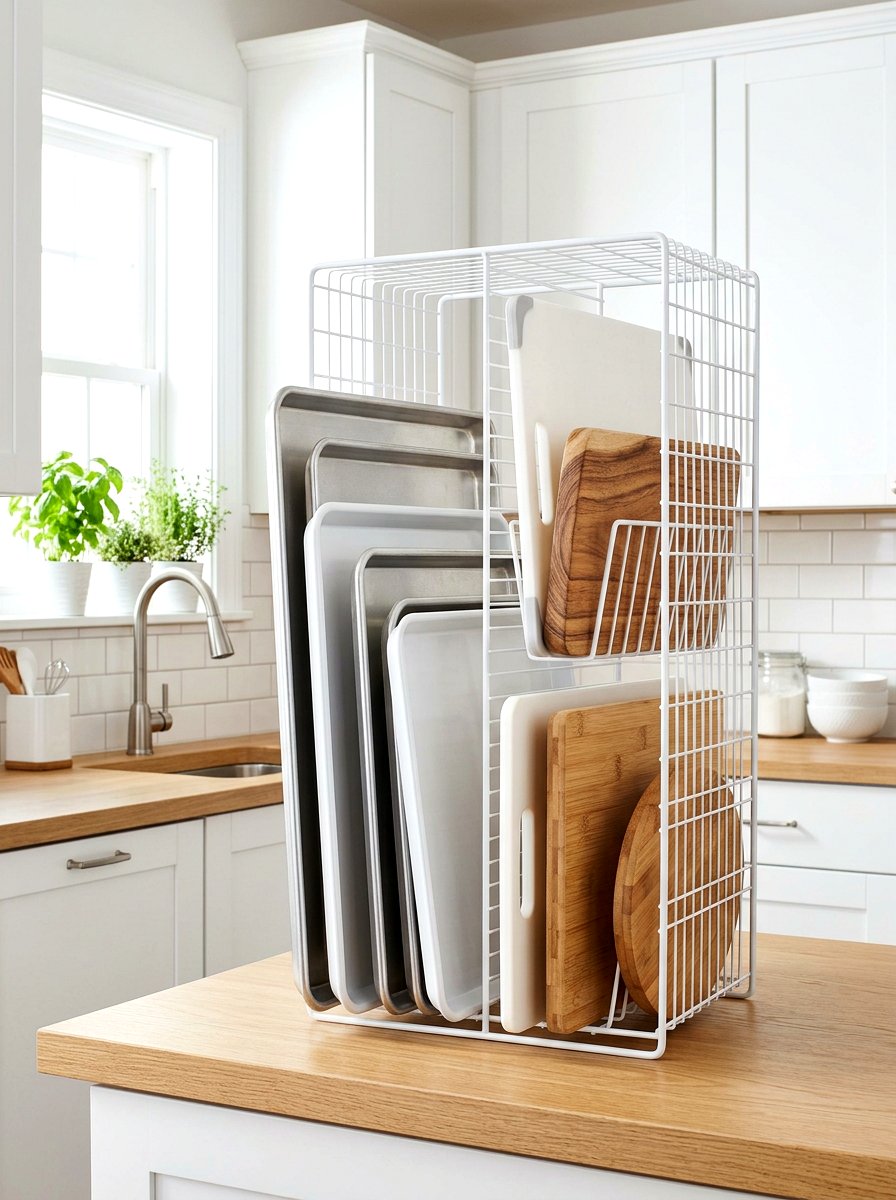 Vertical Divider Rack - 30 organizing a tiny pantry ideas