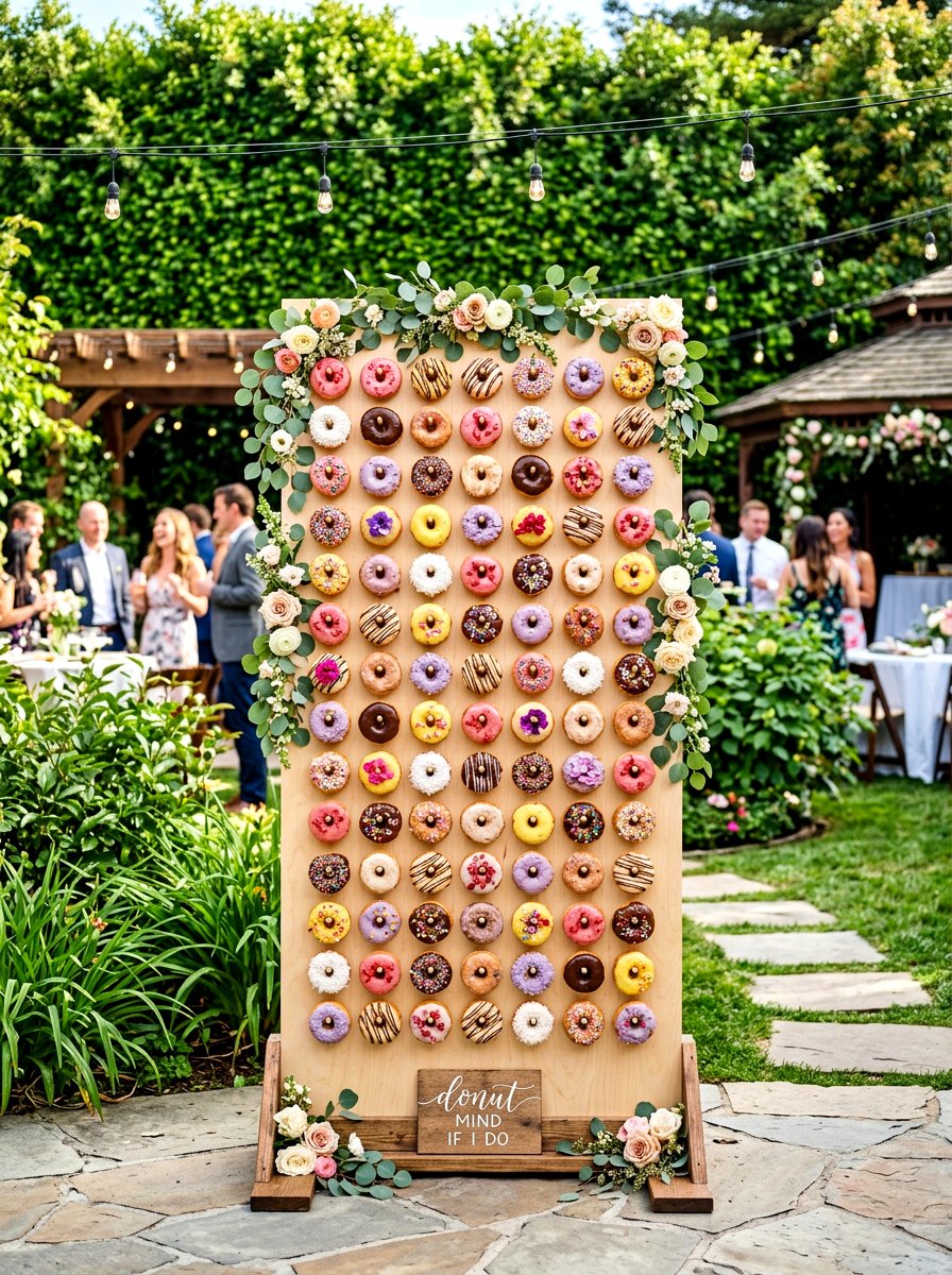 Vertical Donut Wall Display - 30 outdoor dessert station ideas