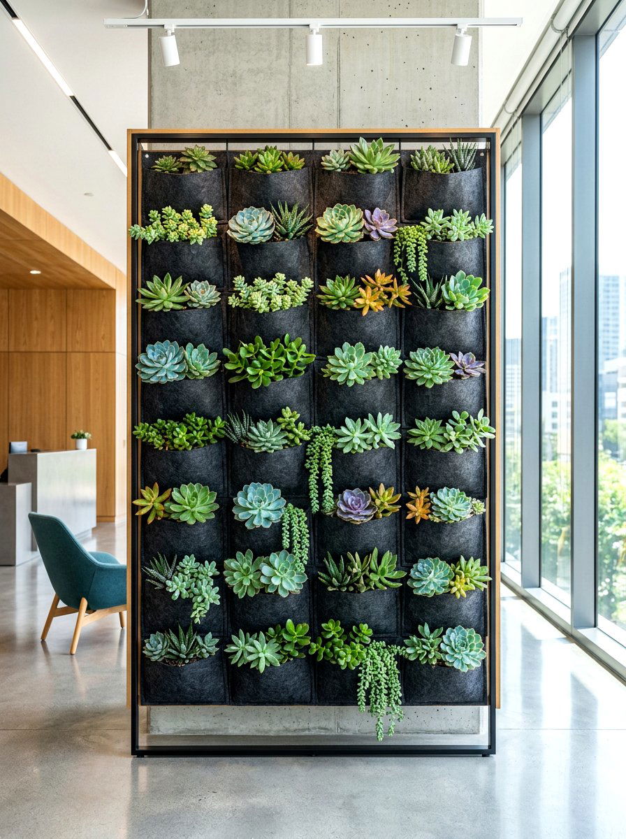Vertical Felt Planter - 30 vertical succulent garden ideas