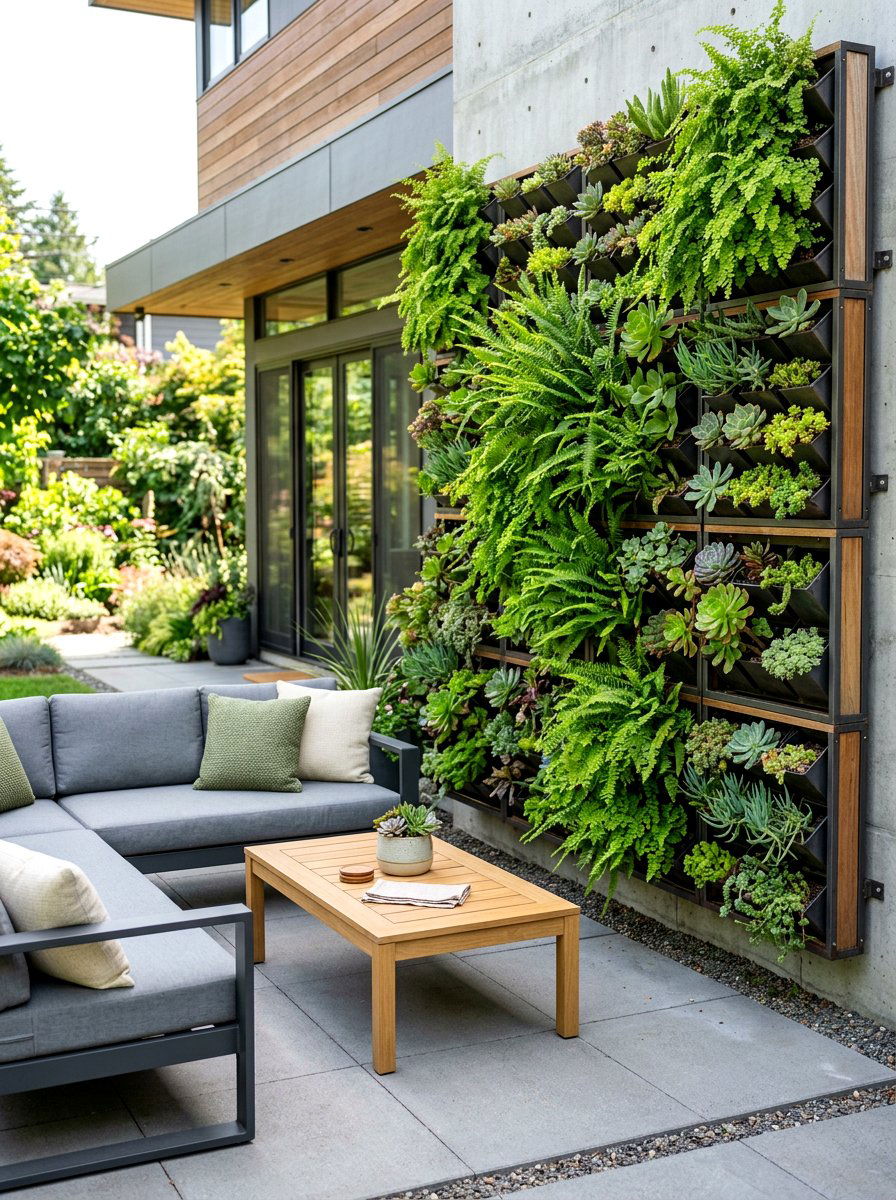 Vertical Garden - 30 patio accent wall ideas