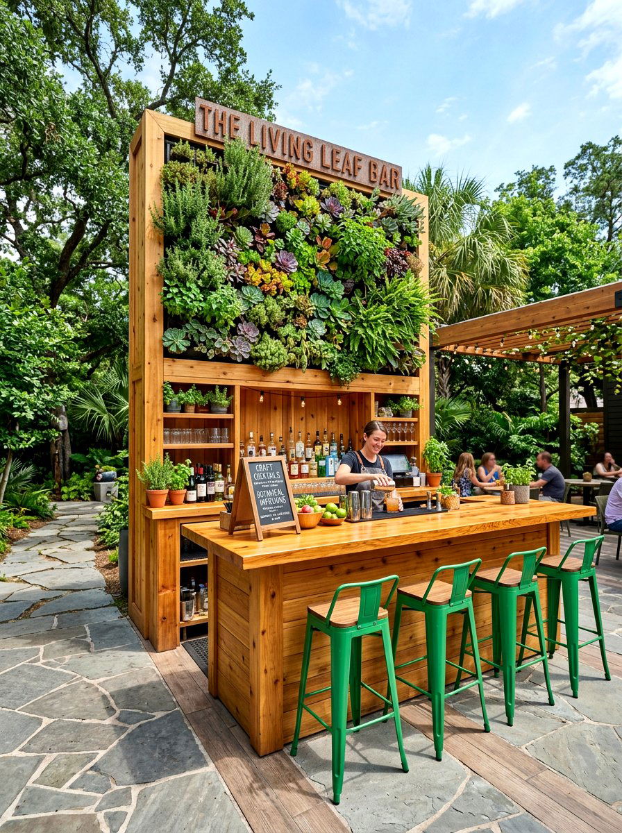 Vertical Garden Bar - 30 outdoor bar ideas