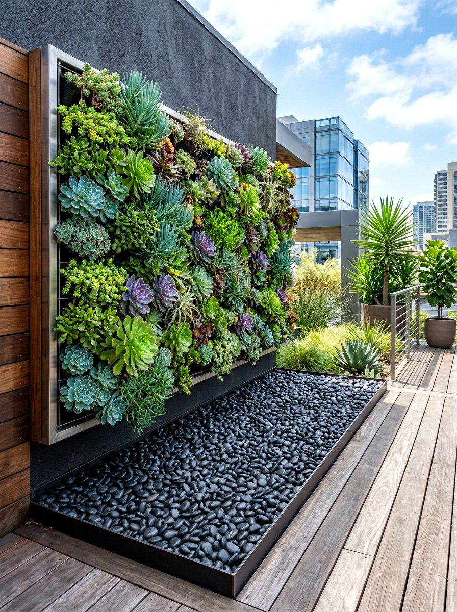 Vertical Garden Base - 30 pebble garden ideas