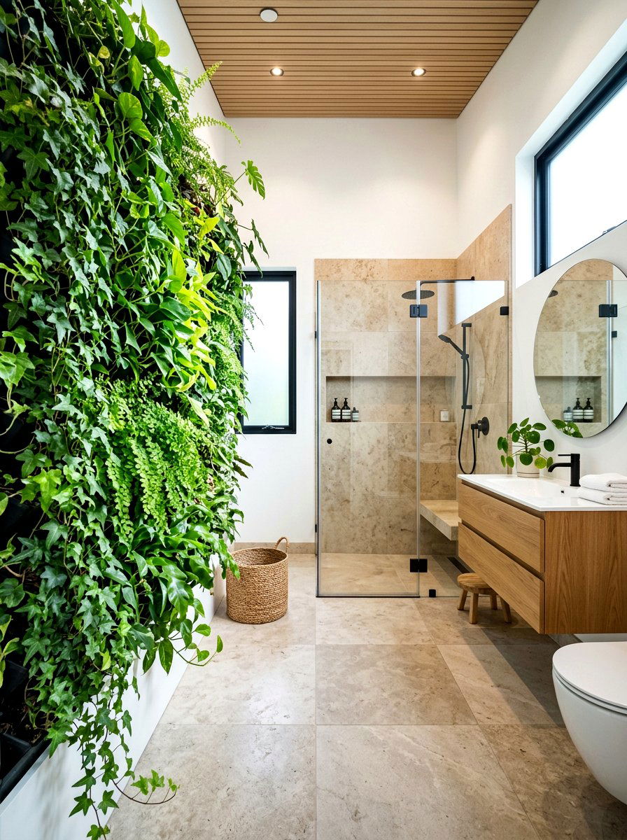 Vertical Garden Bathroom - 30 forest inspired bathroom ideas