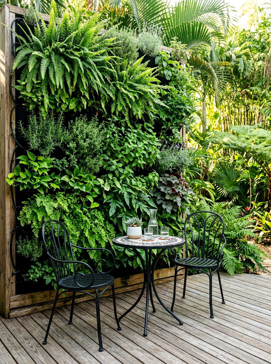 Vertical Garden Bistro Backdrop - 30 bistro patio ideas