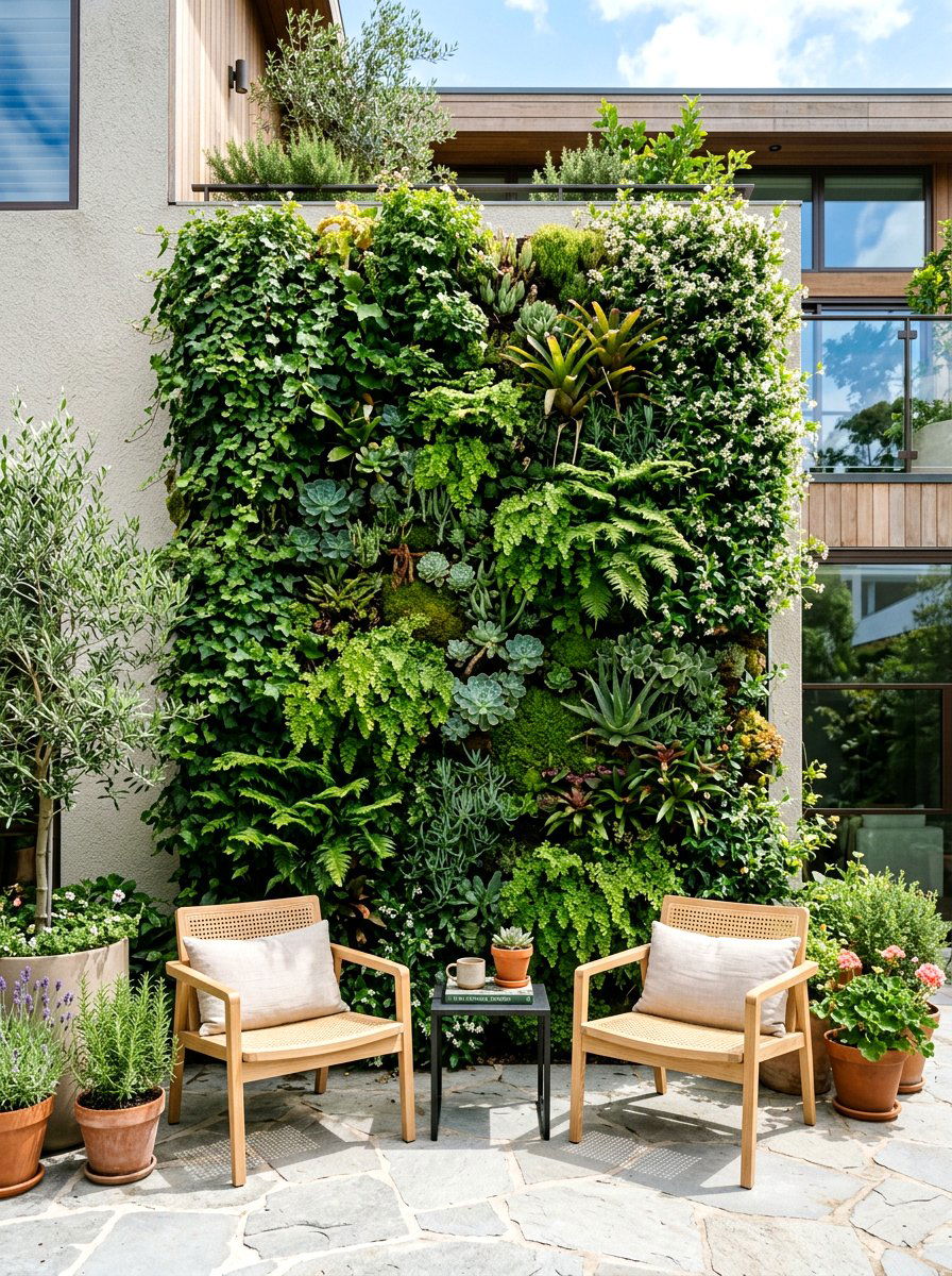 Vertical Garden Courtyard - 30 courtyard conversation area ideas