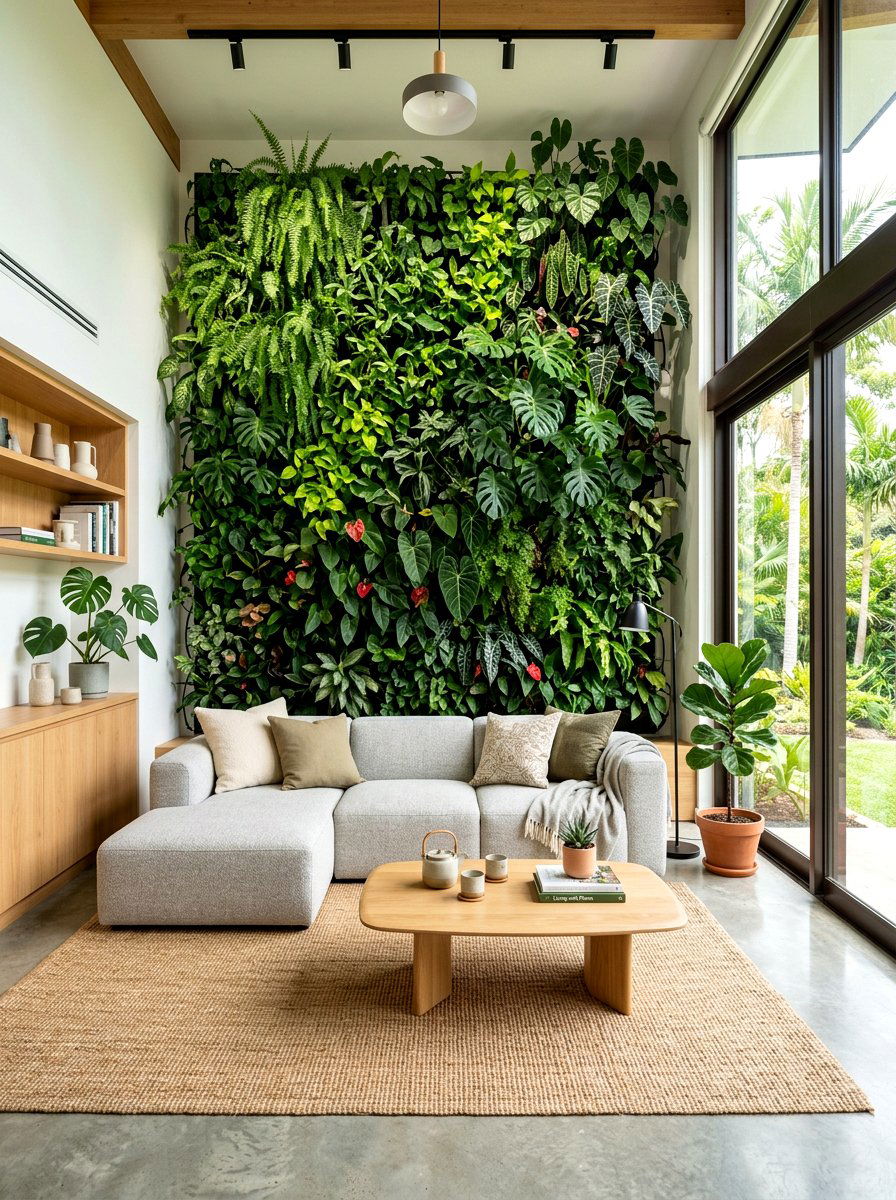 Vertical Garden Living Room - 30 living room plant wall ideas