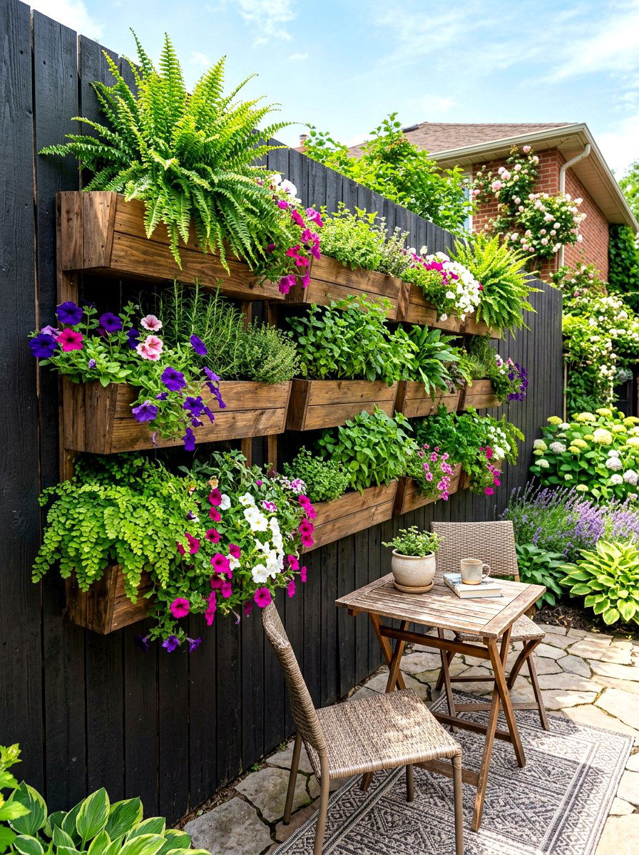 Vertical Garden On Fence - 30 fence landscaping ideas