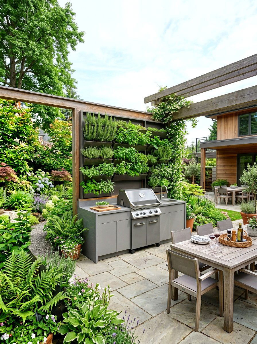 Vertical Garden Outdoor Kitchen Wall - 30 small outdoor kitchen ideas