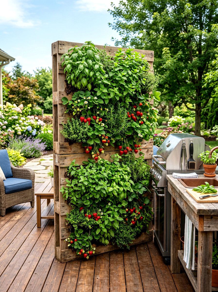 Vertical Garden Pallet - 30 private patio screen ideas