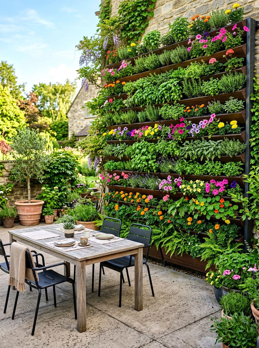 Vertical Garden Planter Wall - 30 backyard divider ideas
