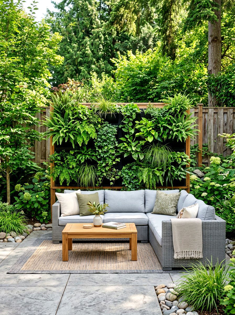 Vertical Garden Privacy Lounge - 30 luxury patio lounge ideas
