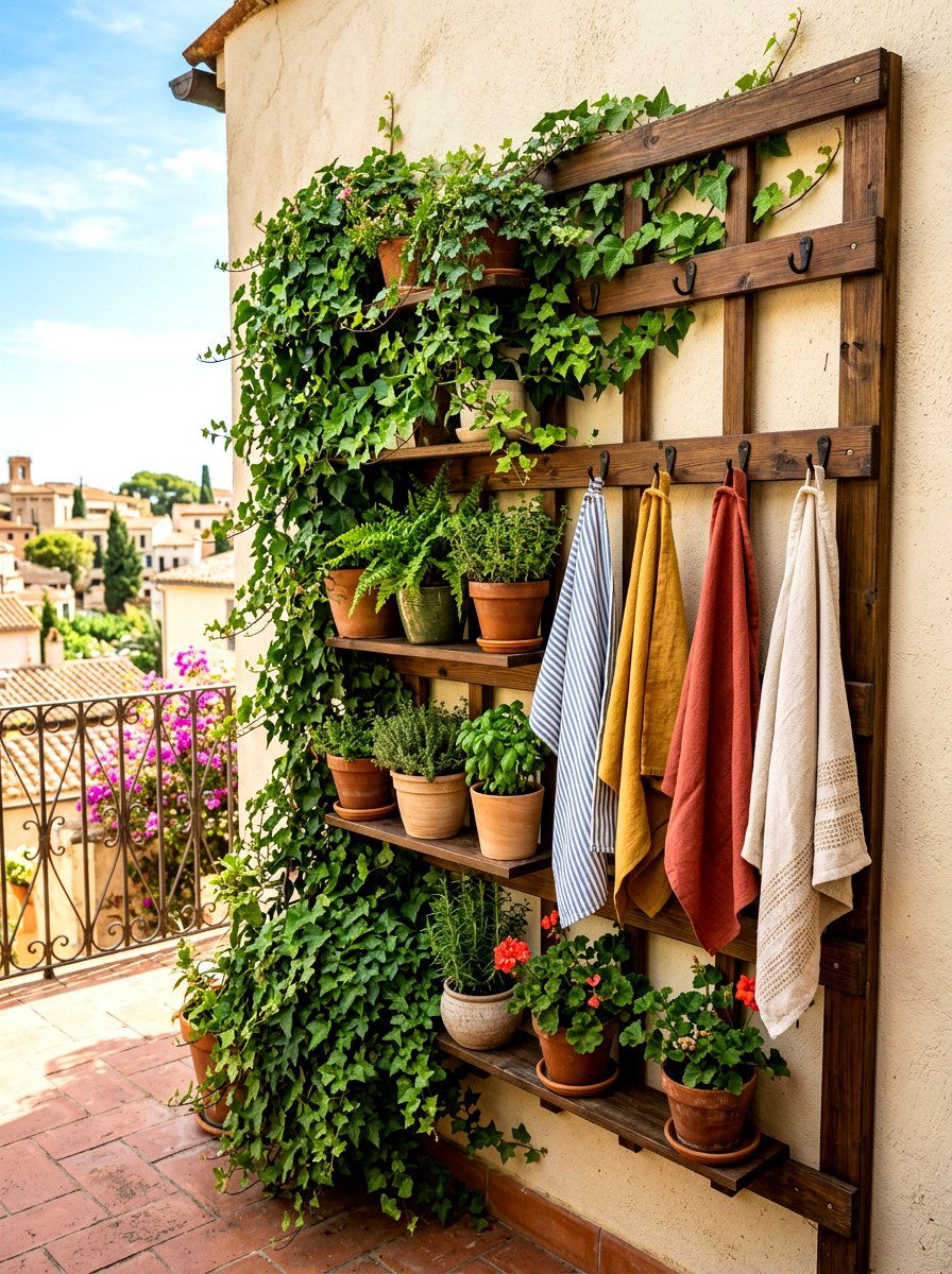 Vertical Garden Rack - 30 outdoor towel storage ideas