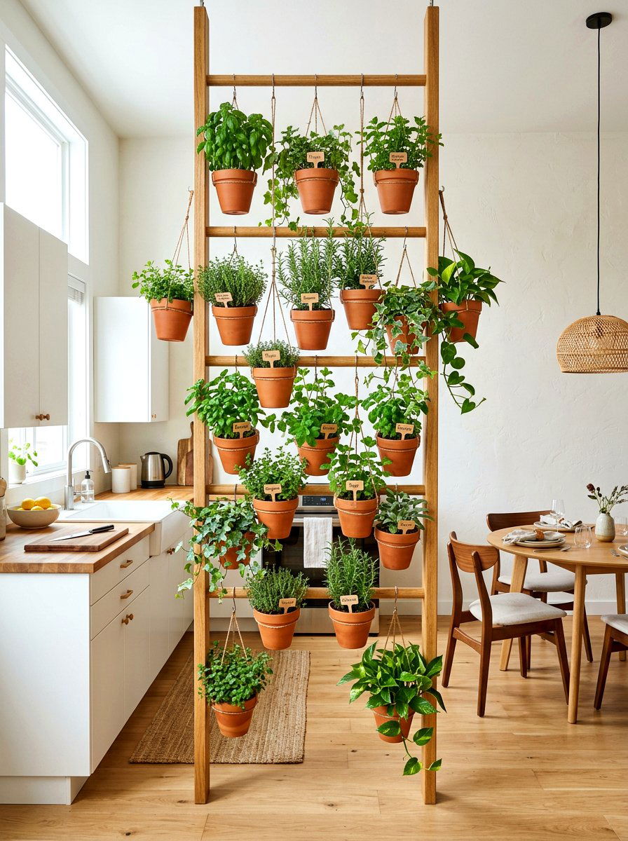 Vertical Garden Rack - 30 studio apartment divider ideas