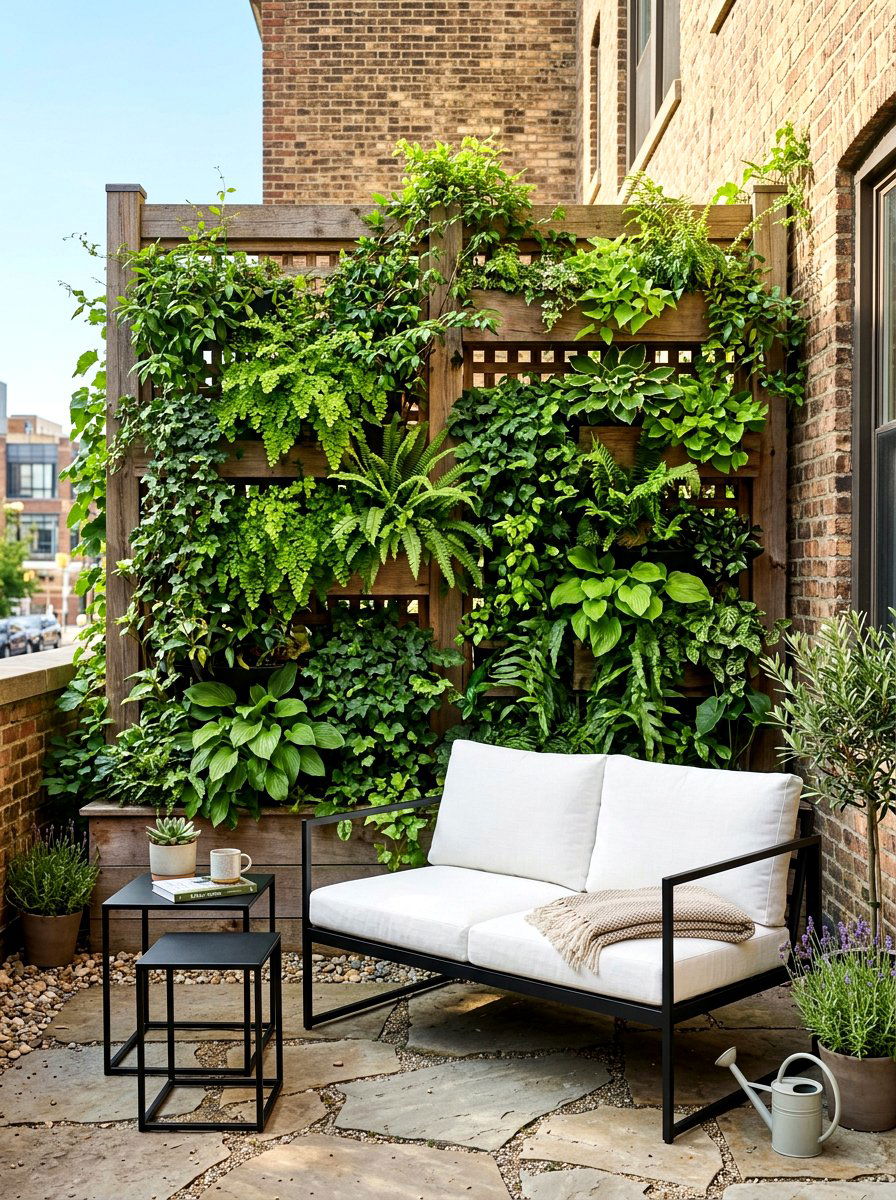 Vertical Garden Seating - 30 backyard lounge zone ideas