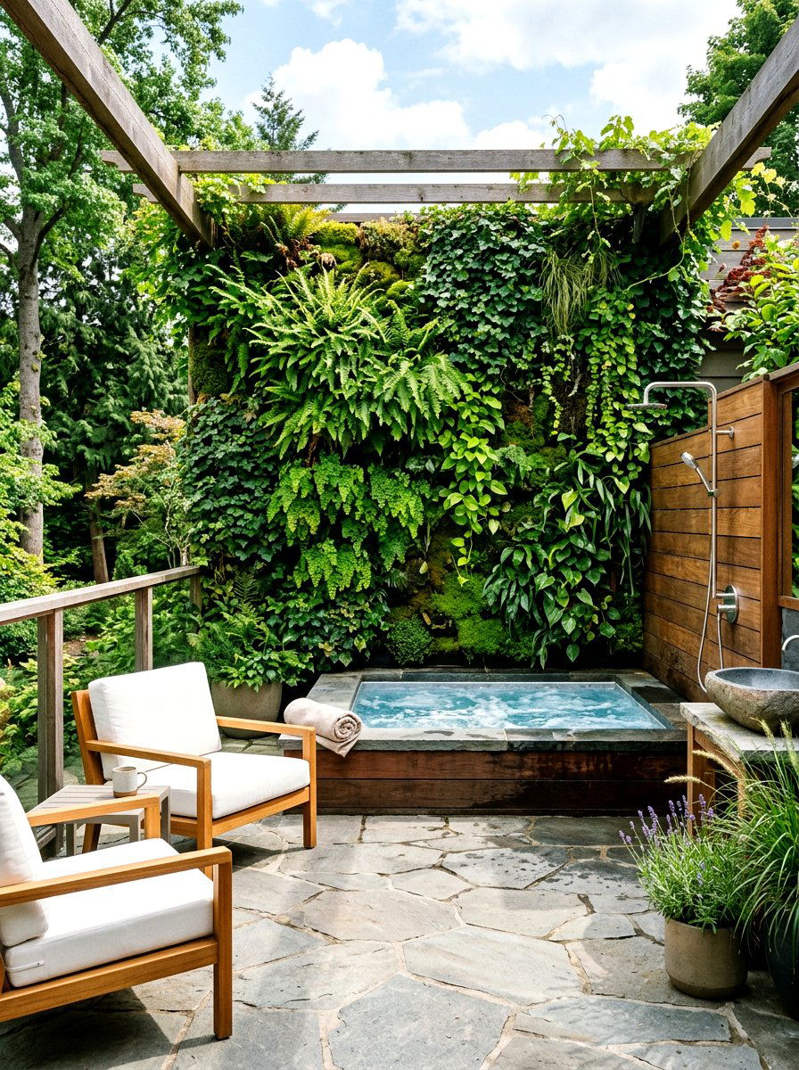 Vertical Garden Spa Patio - 30 spa patio retreat ideas