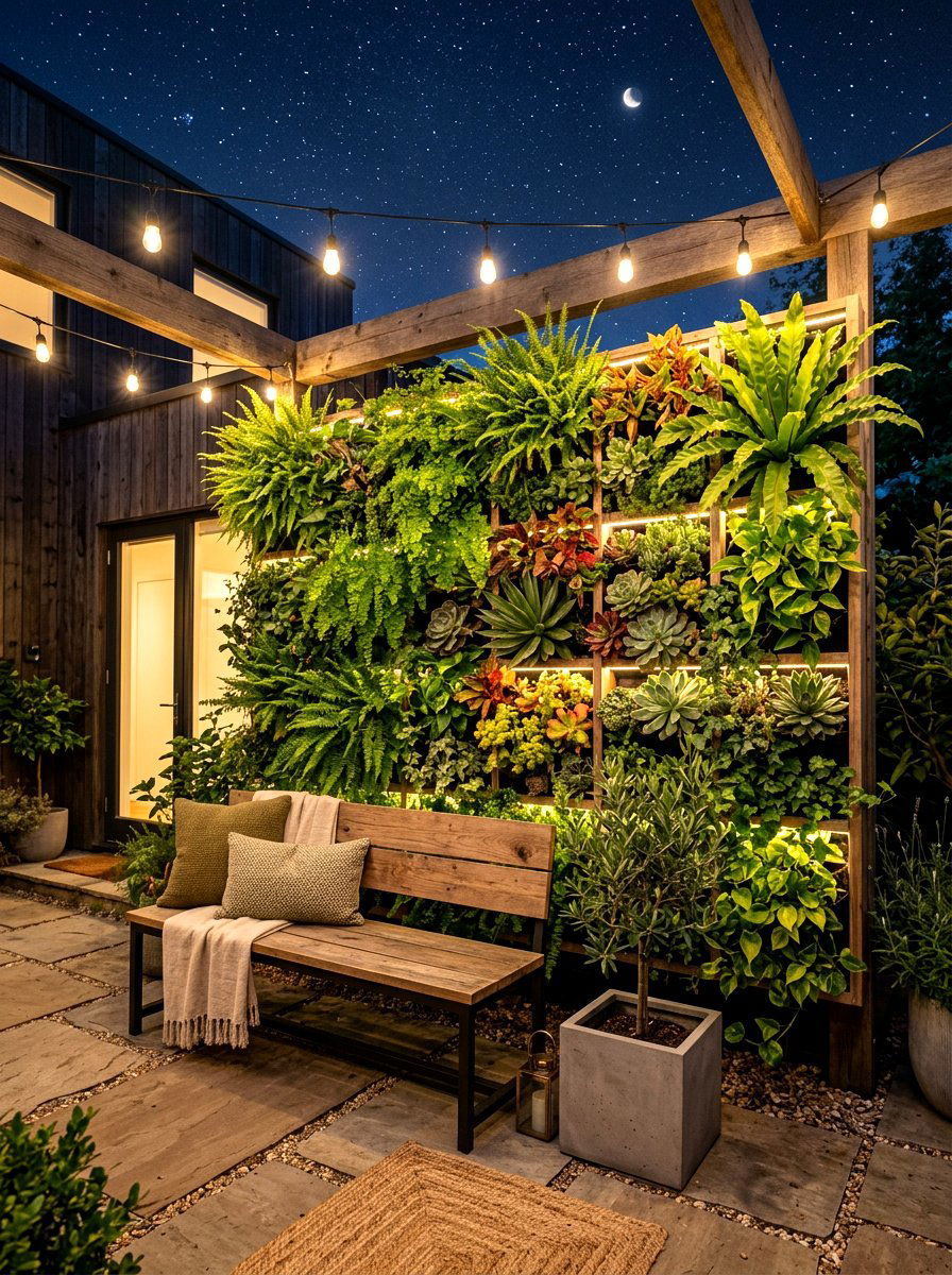 Vertical Garden Starlit Patio - 30 starlit patio ideas