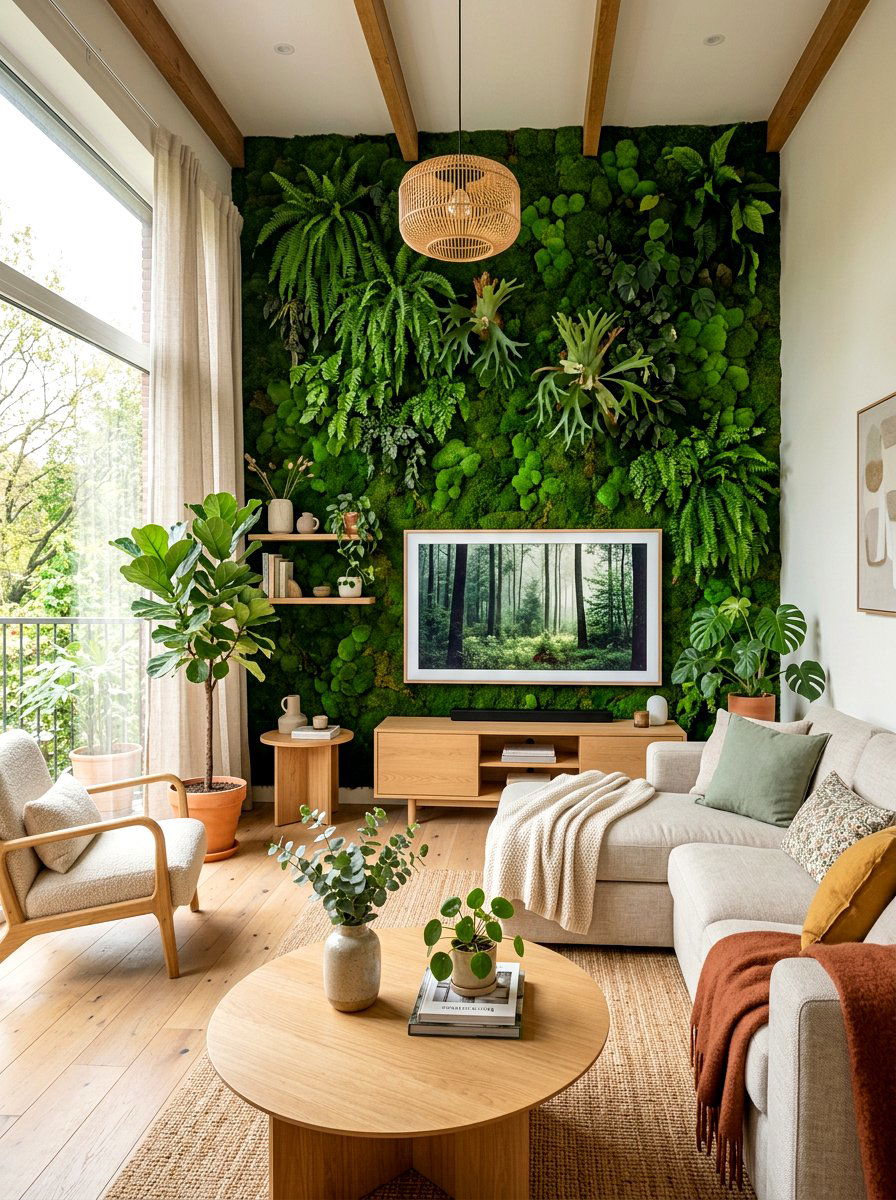 Vertical Garden TV Wall - 30 TV wall panel ideas