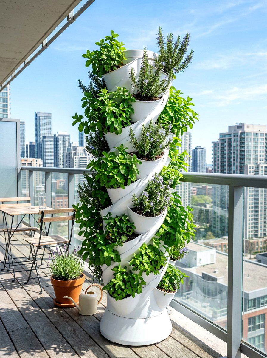Vertical Garden Tower - 30 vertical herb garden ideas