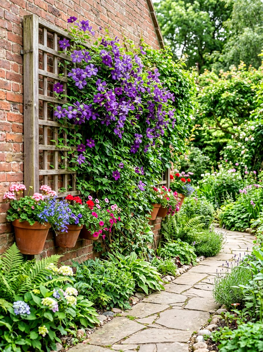 Vertical Garden Trellis Wall - 30 house side garden border ideas