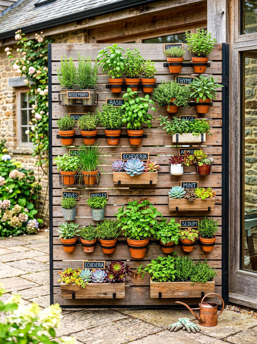 Vertical Garden Wall - 30 cottage backyard ideas