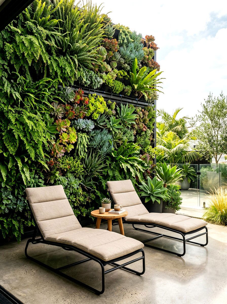 Vertical Garden Wall - 30 modern backyard lounge ideas