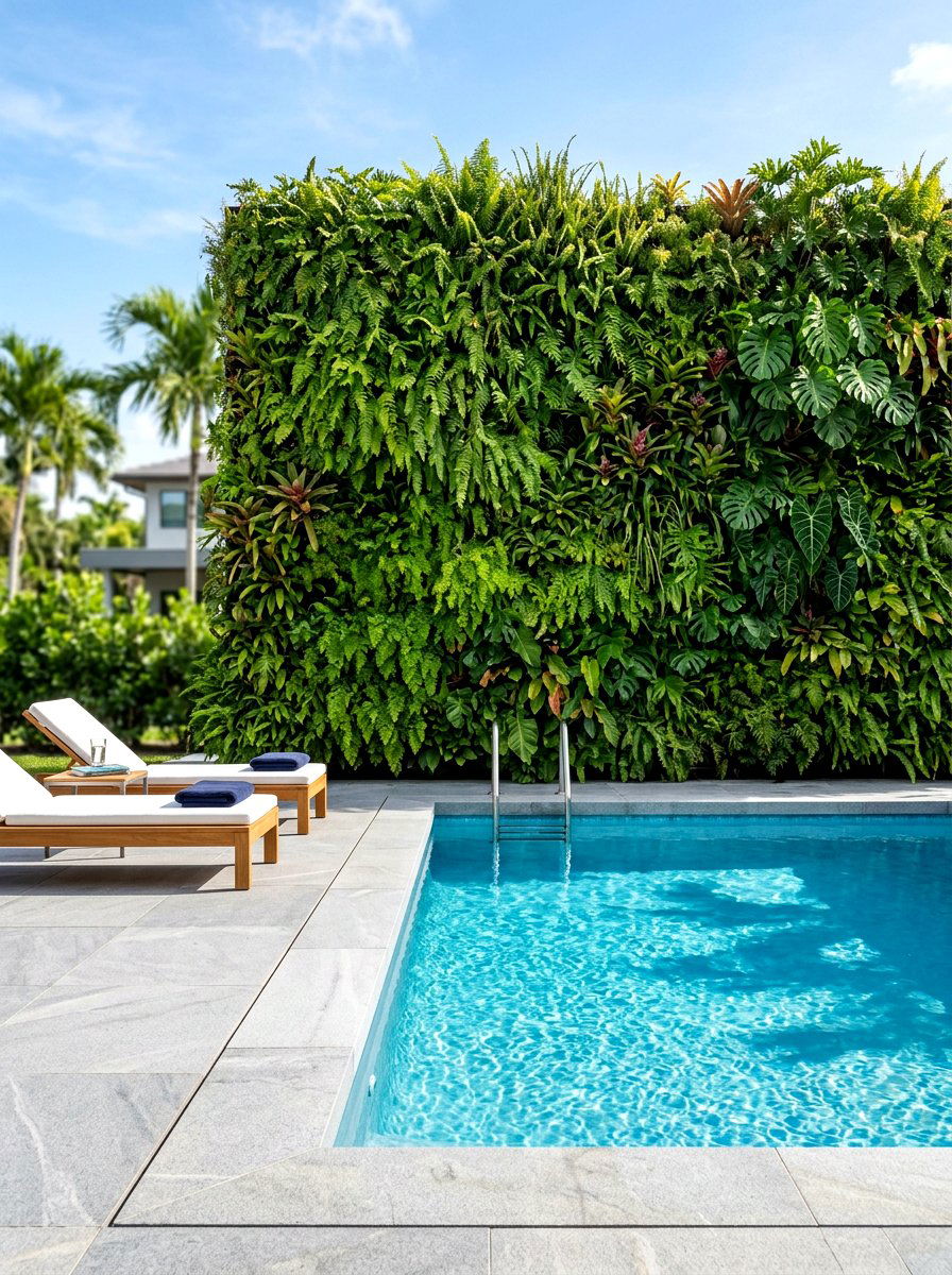 Vertical Garden Wall - 30 poolside privacy screen ideas
