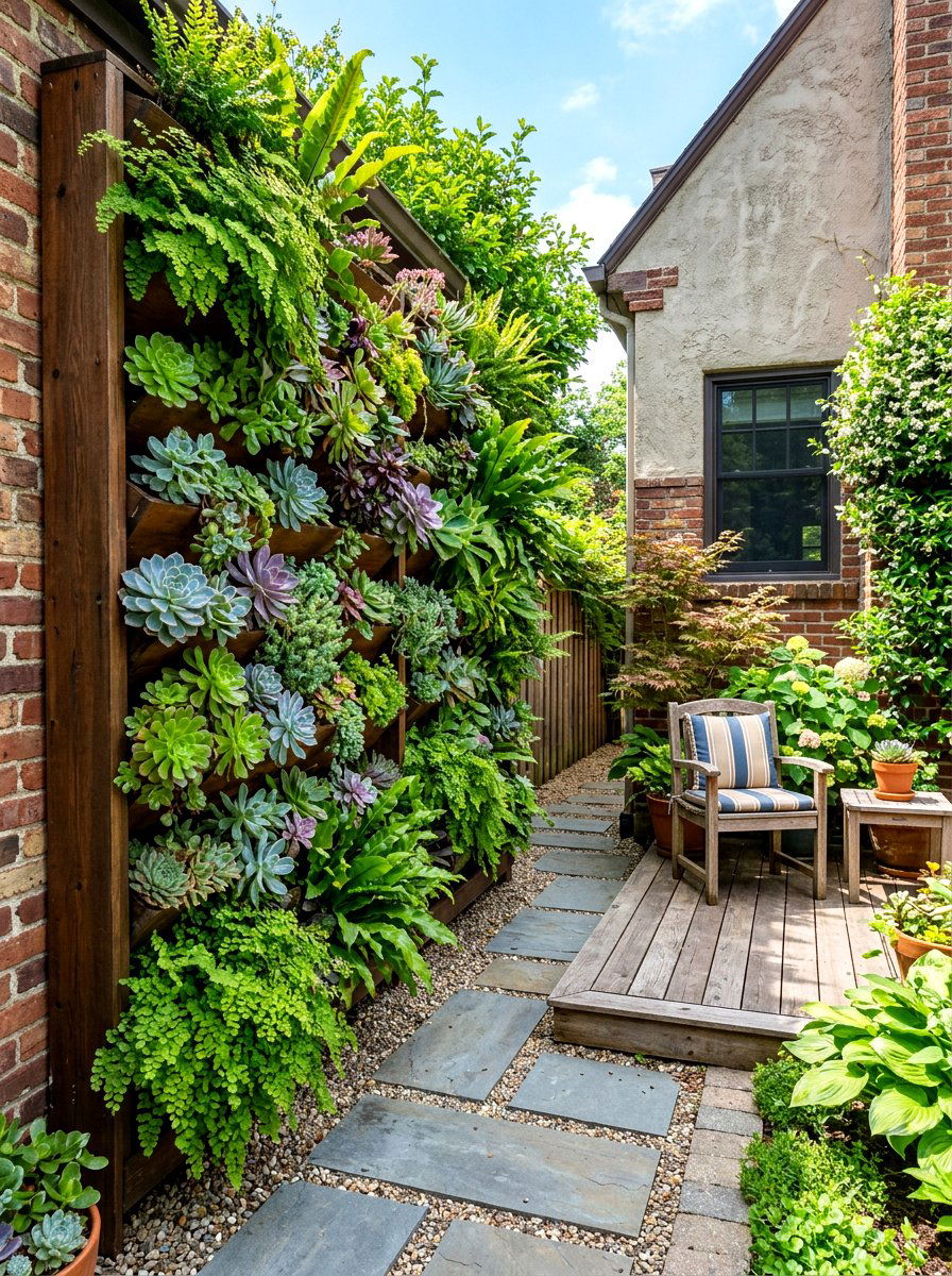 Vertical Garden Wall - 30 side yard privacy ideas