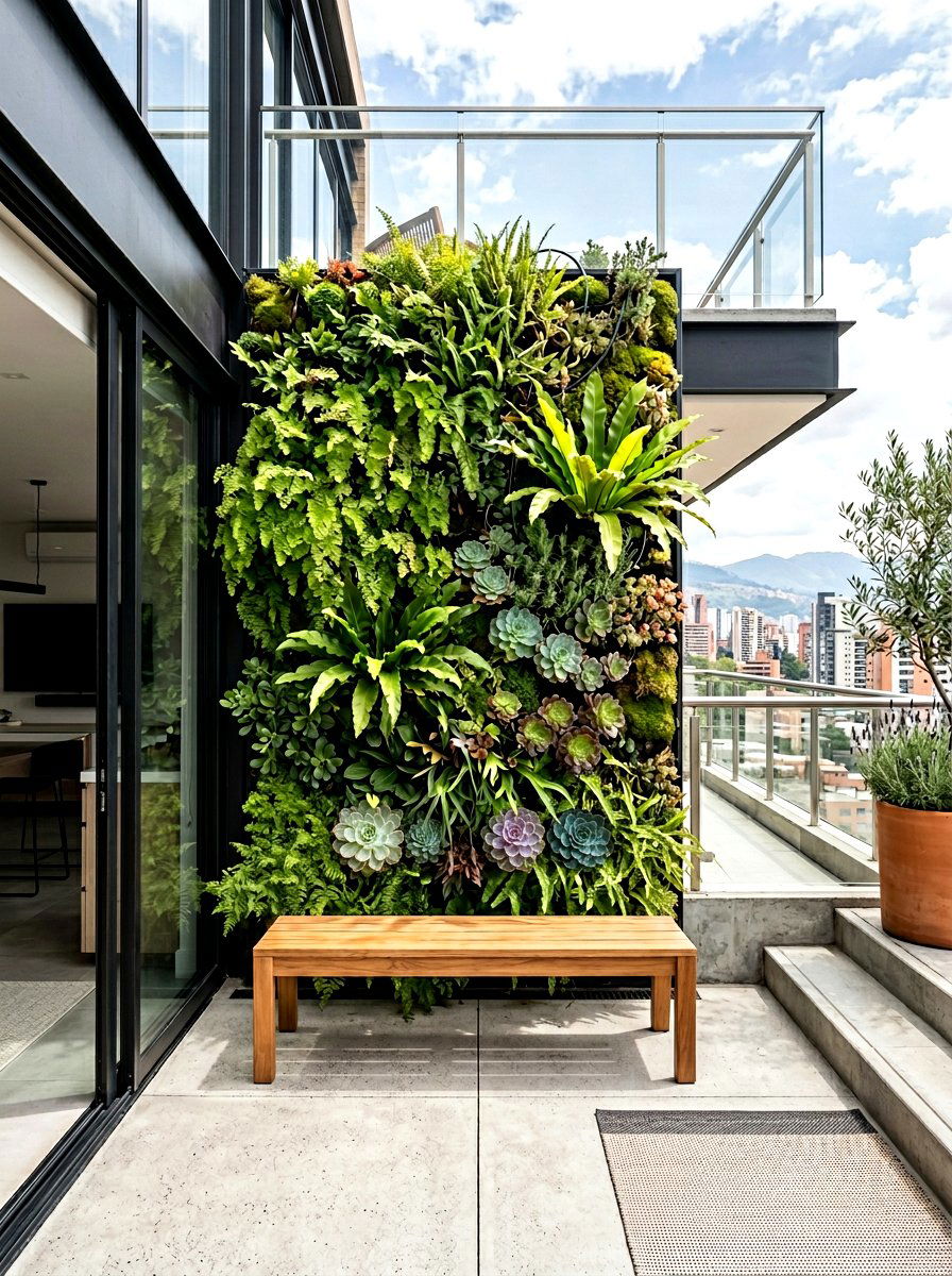Vertical Garden Wall - 30 terrace garden seating ideas