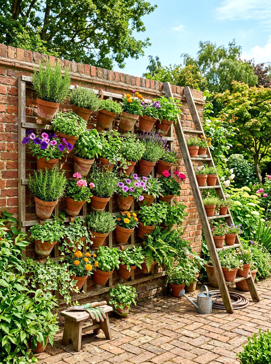 Vertical Garden Wall - 30 bohemian patio decor ideas