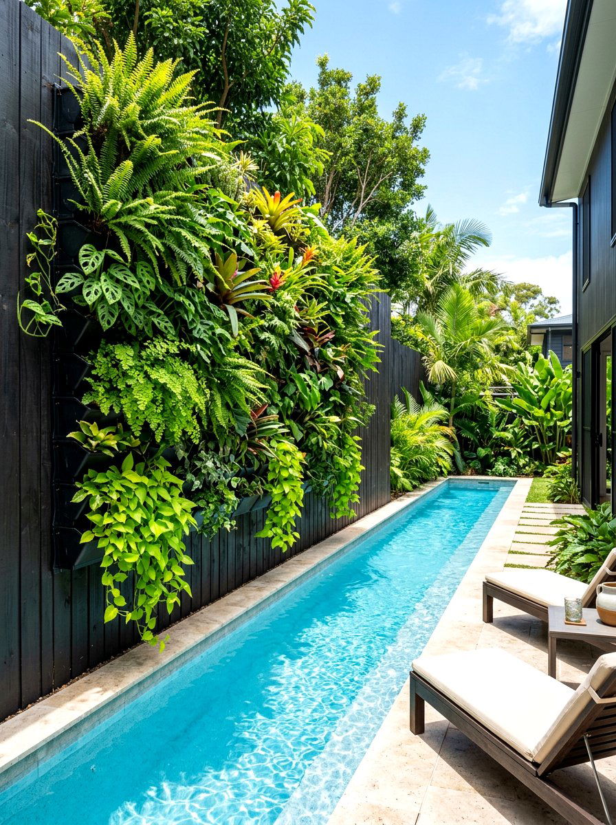 Vertical Garden Wall - 30 lap pool backyard decor ideas