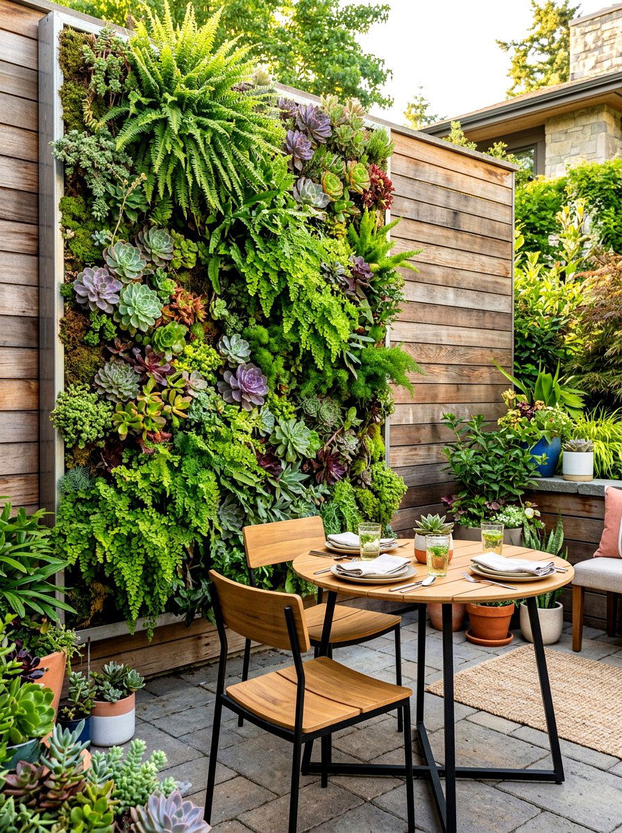 Vertical Garden Wall - 30 summer dinner party patio ideas