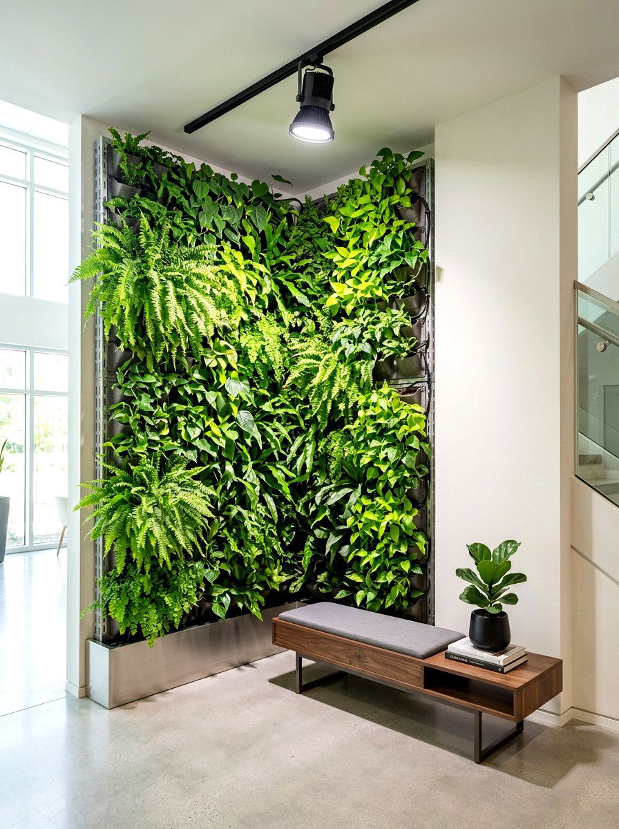 Vertical Garden Wall Corner - 30 corner plant living room ideas
