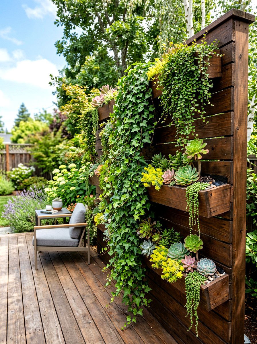 Vertical Garden Wall Privacy - 30 corner lot landscaping ideas