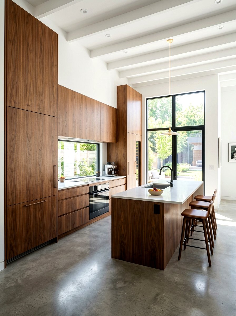 Vertical Grain Walnut Kitchen - 30 walnut kitchen cabinet ideas