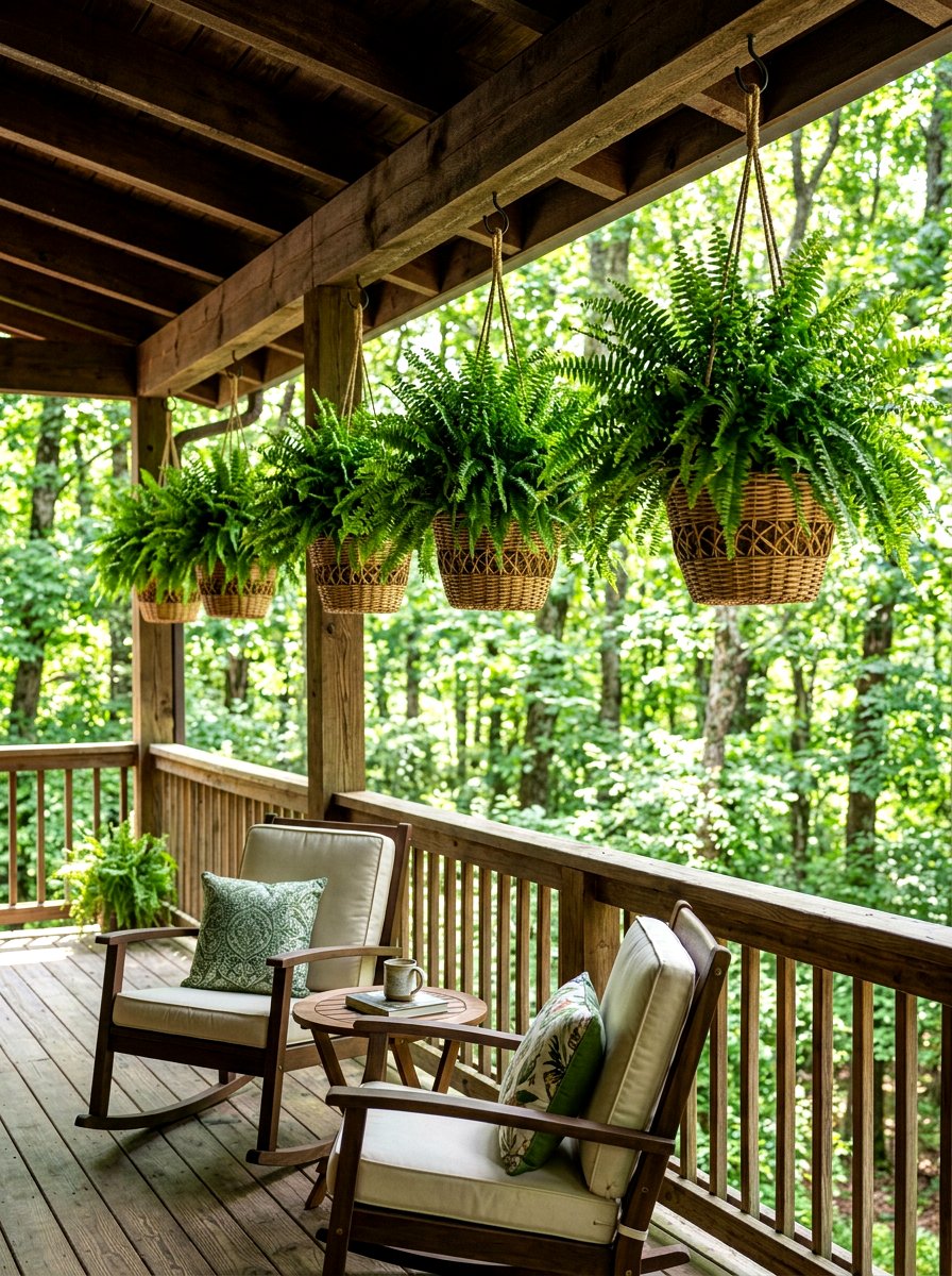 Vertical Hanging Porch Ferns - 30 porch planter arrangement ideas for summer