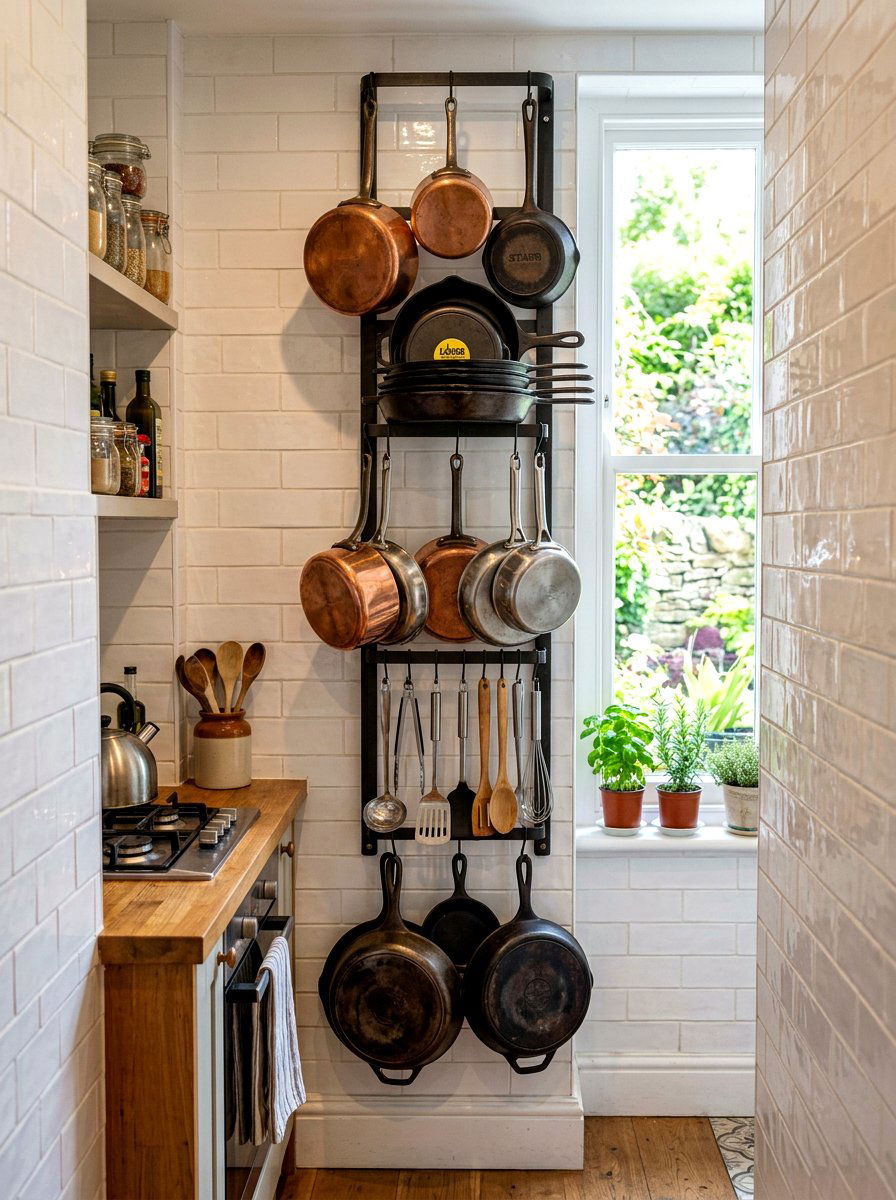 Vertical Hanging Wall Rack - 30 hanging pot rack ideas