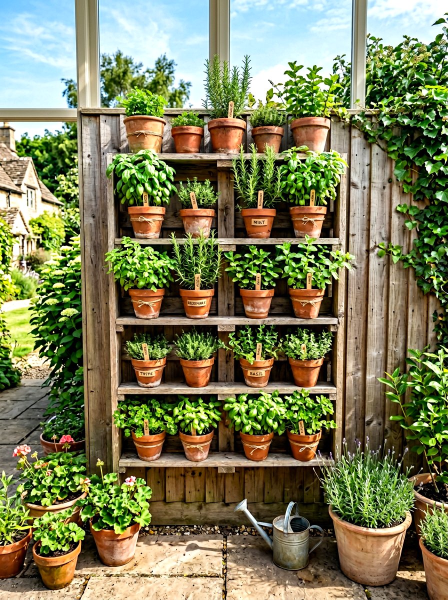Vertical Herb Garden - 30 budget backyard ideas