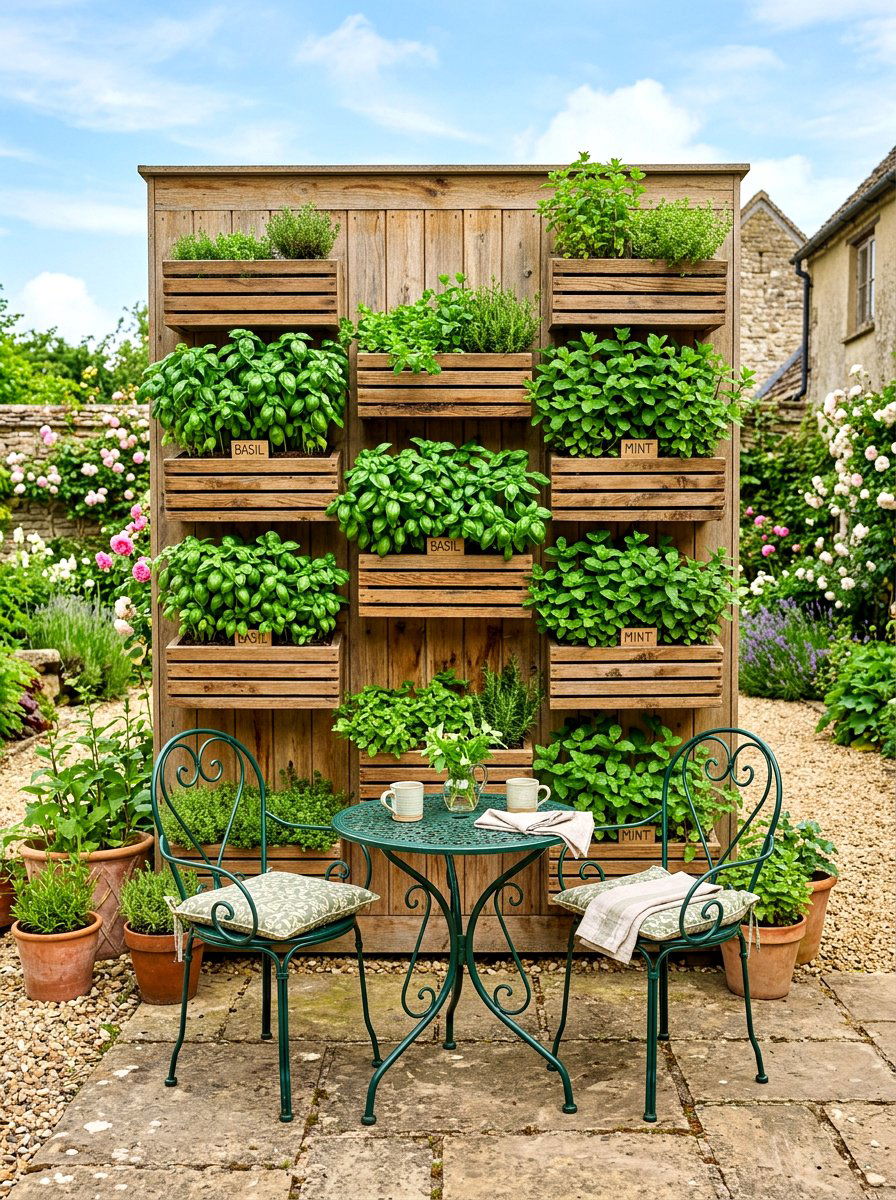 Vertical Herb Garden - 30 backyard hosting aesthetic ideas