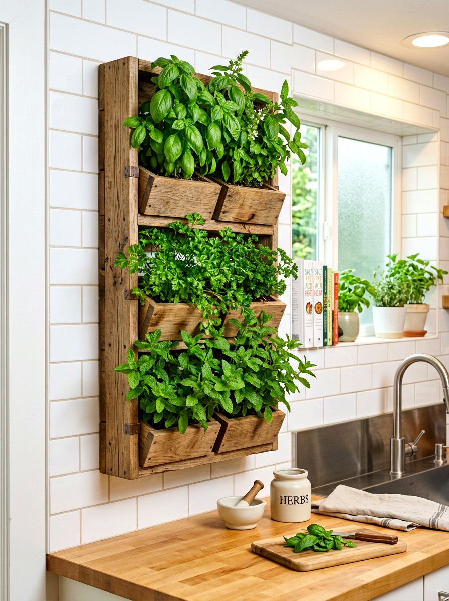Vertical Herb Garden - 30 cozy apartment corner ideas