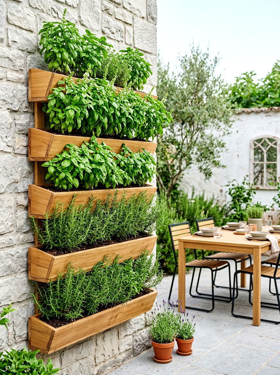 Vertical Herb Garden - 30 edible entertaining backyard ideas
