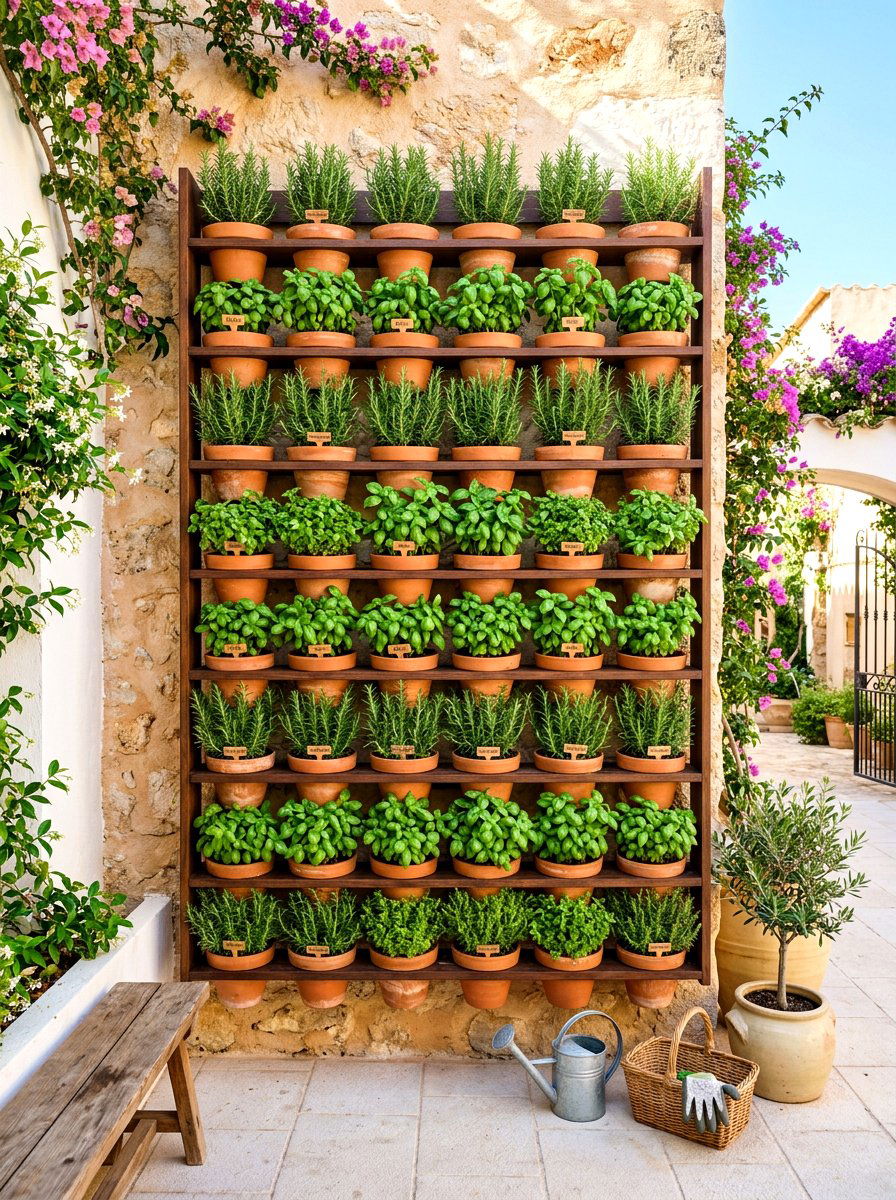 Vertical Herb Garden - 30 Spanish courtyard ideas