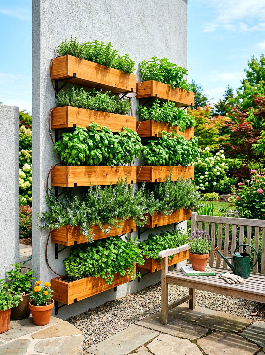 Vertical Herb Garden - 30 cozy patio ideas