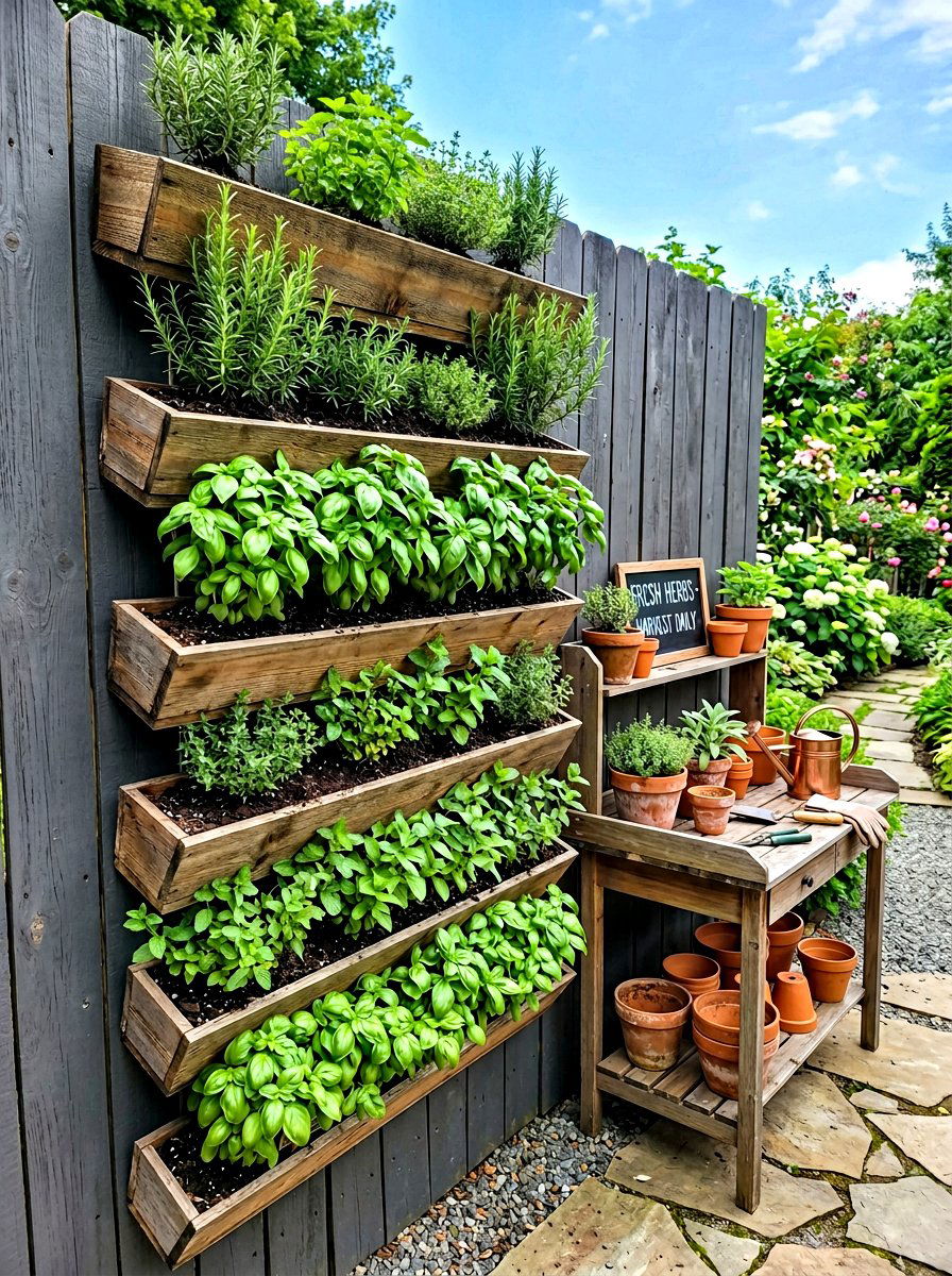 Vertical Herb Garden - 30 family backyard ideas